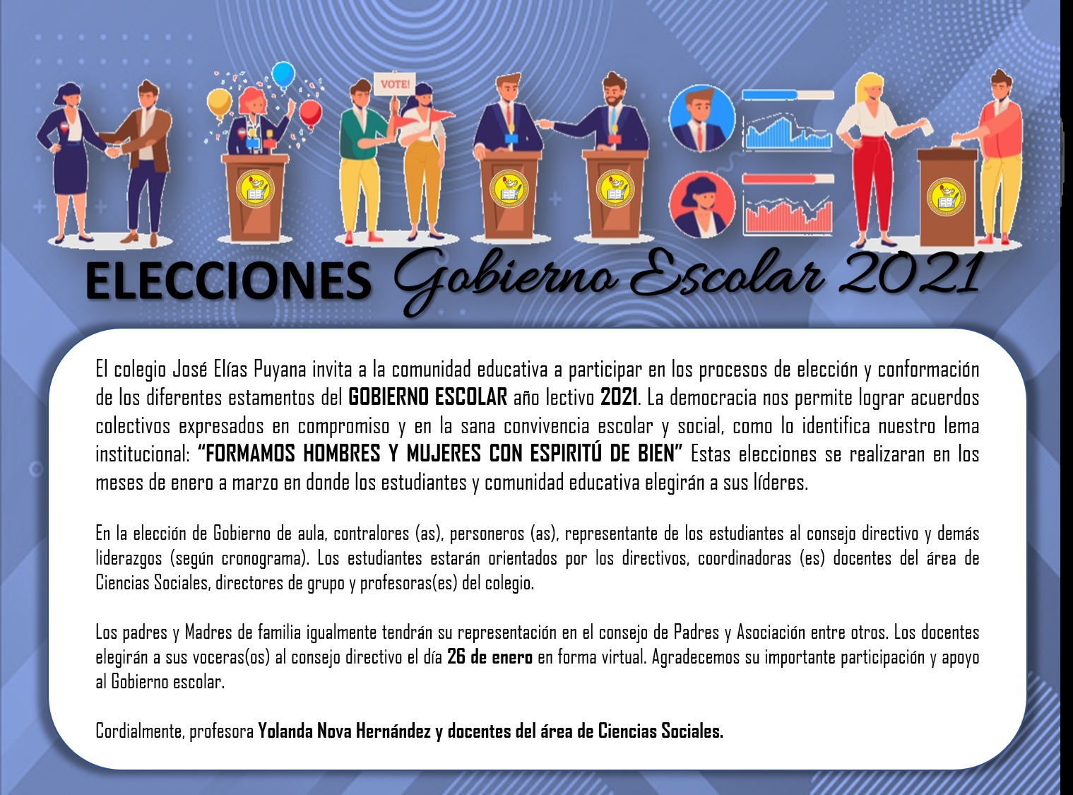 Elecciones Gobierno Escolar Colegio José Elías Puyana